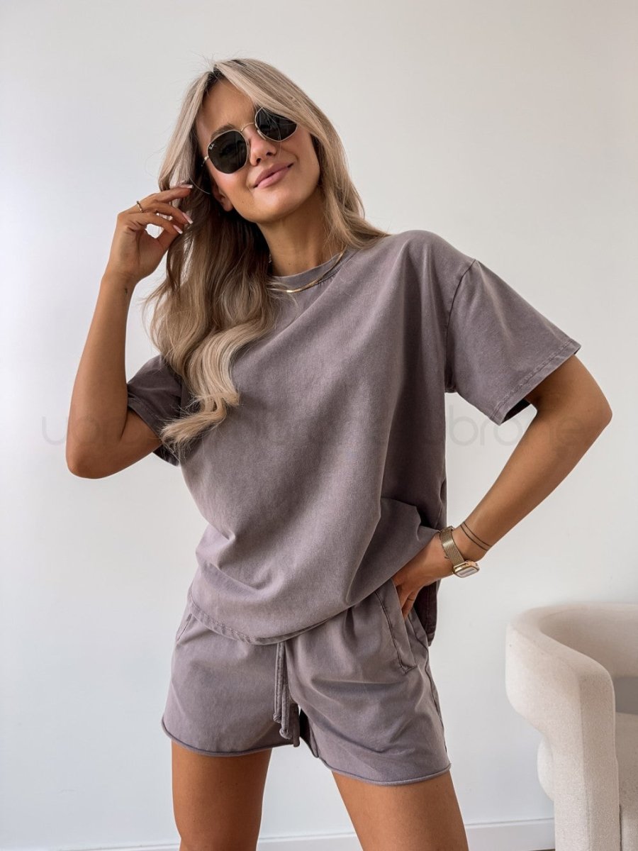 Women’s Short Sleeve Top and Drawstring Shorts Coordinated Set