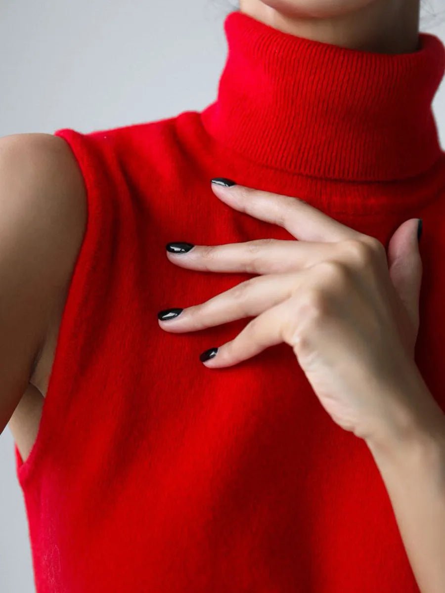 Women’s Sleeveless High - Neck Knit Top – Minimal Tailored Fit