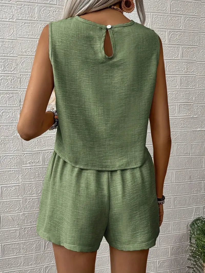 Women’s Sleeveless Top and Shorts Two - Piece Set