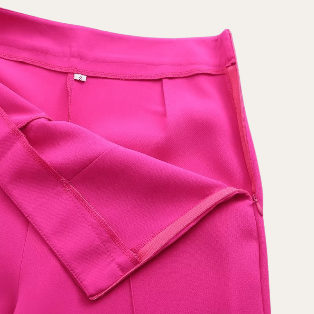 Women’s Two - Piece Suit Set with Belted Blazer and Wide - Leg Trousers