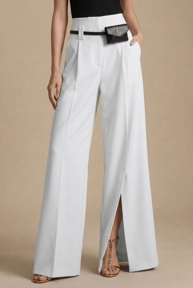 Women’s Wide Leg Pants with Elastic Waistband and Side Pockets
