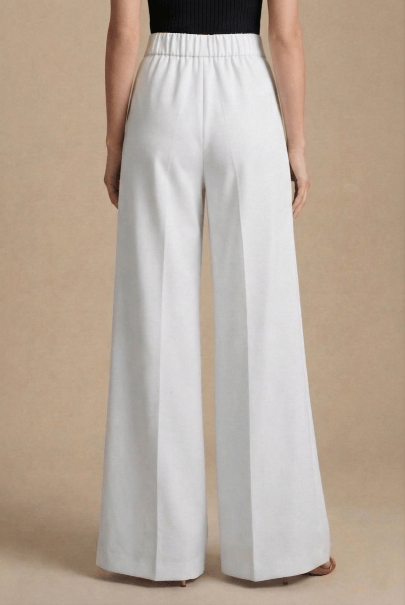 Women’s Wide Leg Pants with Elastic Waistband and Side Pockets