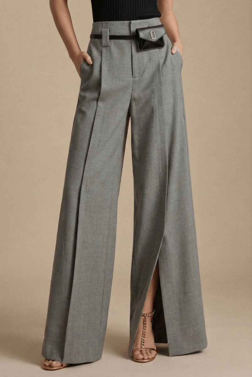 Women’s Wide Leg Pants with Elastic Waistband and Side Pockets