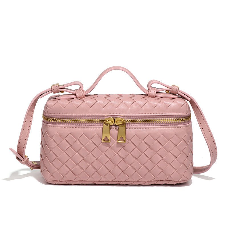 Women’s Woven Shoulder Bag – Structured Compact Silhouette with Top Handle